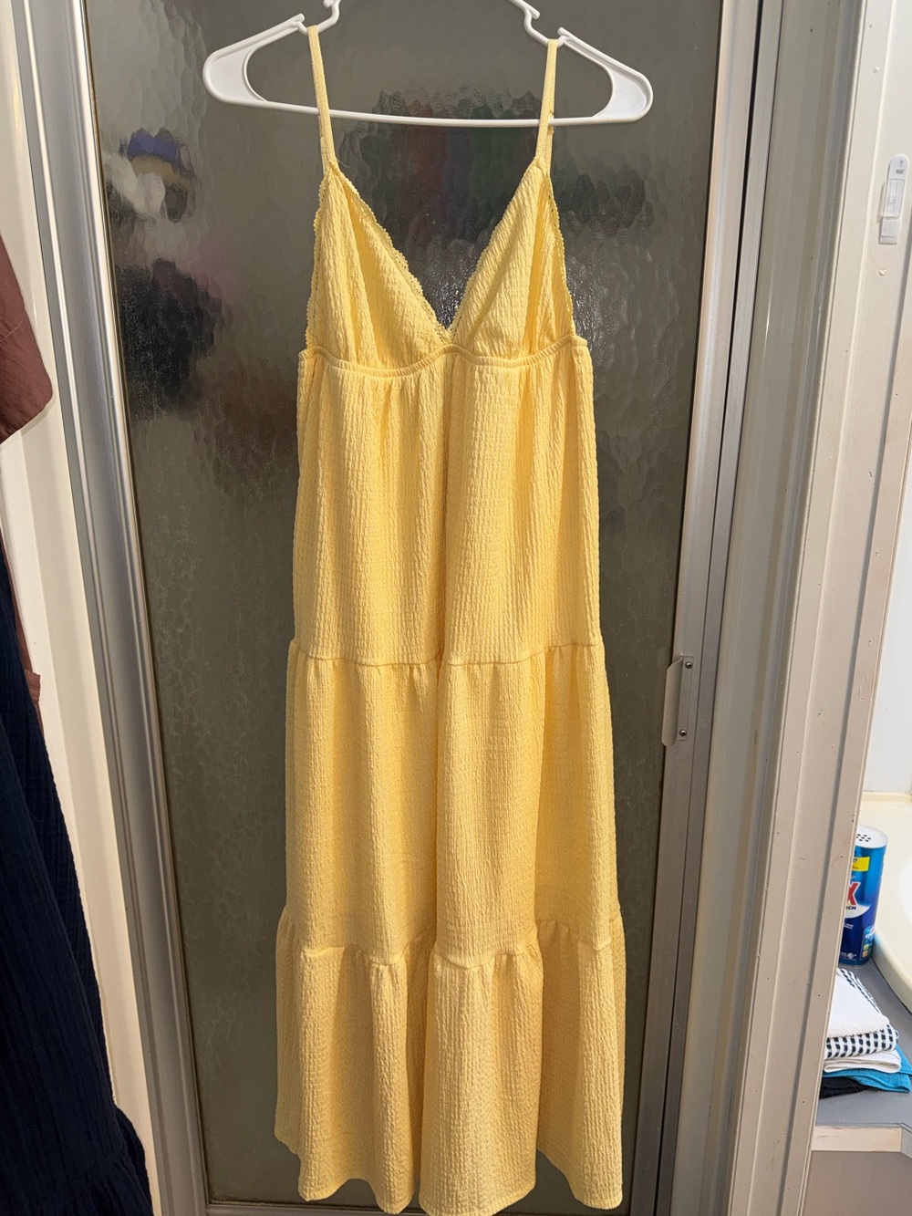Streetwear Society Yellow Tiered Spaghetti-Strap Maxi Dress